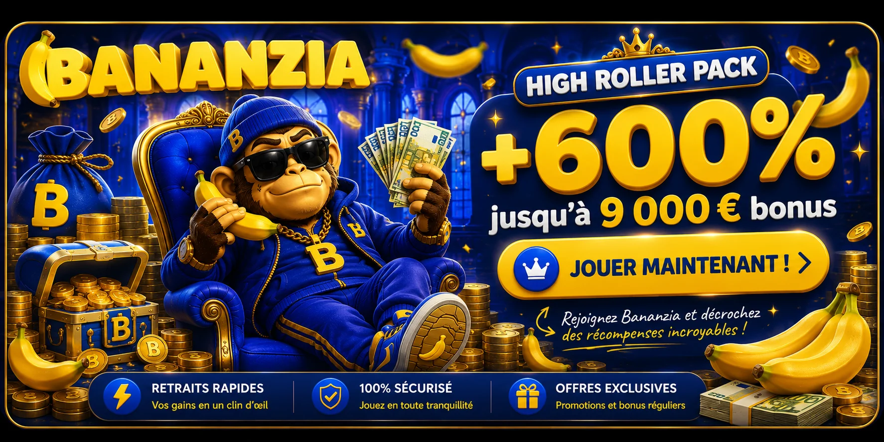 Bonus High Roller Bananzia – 600% jusqu'à 9000 €, jouez maintenant